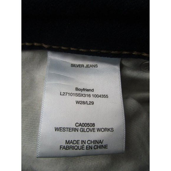 Silver Jeans 28 Boyfriend Western Glove Work Denim Pants Logo 31X31 - Picture 9 of 11